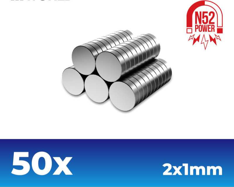 Neodymium Magnets 2x1mm - 50Pcs (N52)