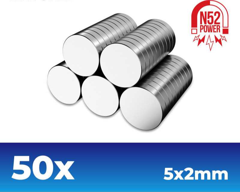 Neodymium Magnets 5x2mm - 50Pcs (N52)
