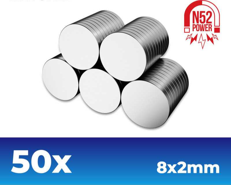 Neodymium Magnets 8x2mm - 50Pcs (N52)