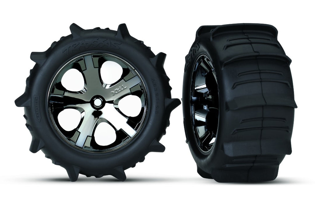 3776 Traxxas Tires & Wheels, Assembled, Glued 2.8" Rear (2) TSM Rated