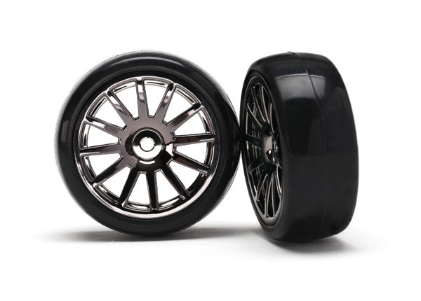7573A Traxxas LaTrax Pre-Mounted Slick Tires & 12-Spoke Wheels (Black)