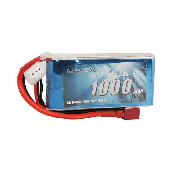 Gens Ace 601 1000mAh 2S 45C Lipo Battery Pack with Deans plug