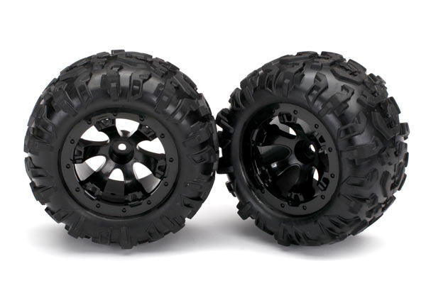 7277 Traxxas Tires and wheels, assembled, glued (Geode black beadlock)