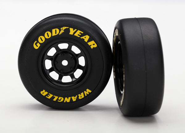 Traxxas Tires and wheels, assembled, glued (8-spoke wheels, black)