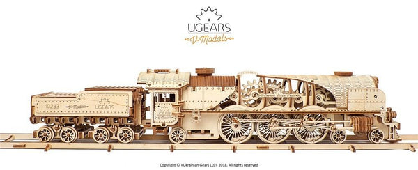 UGears V-Express Steam Train with Tender - 538 pieces (Advanced)