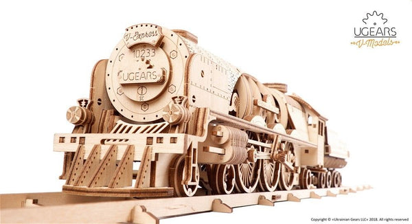 UGears V-Express Steam Train with Tender - 538 pieces (Advanced)