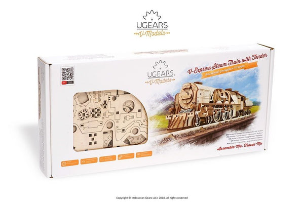 UGears V-Express Steam Train with Tender - 538 pieces (Advanced)