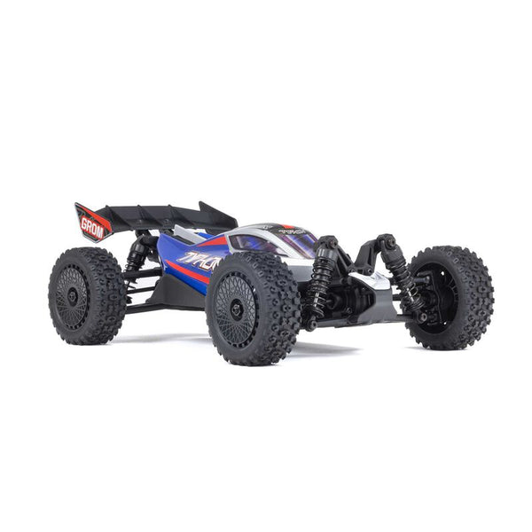 TYPHON GROM MEGA 380 Brushed 4X4 Small Scale Buggy RTR with Battery & Charger, Blue/Silver