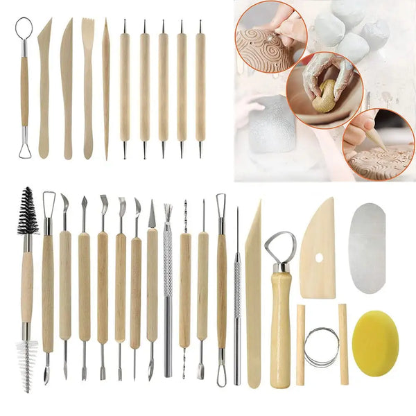 40Pc Complete Sculpting Clay Pottery Tool Set With Roll Out Bag