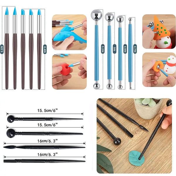 40Pc Complete Sculpting Clay Pottery Tool Set With Roll Out Bag