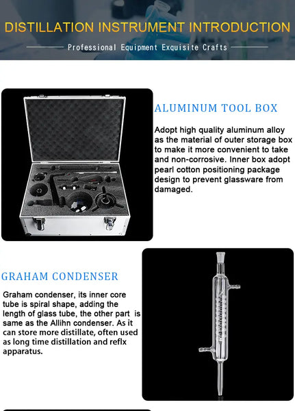 Distillation/Extraction Apparatus Kit With Aluminum Carrying Case