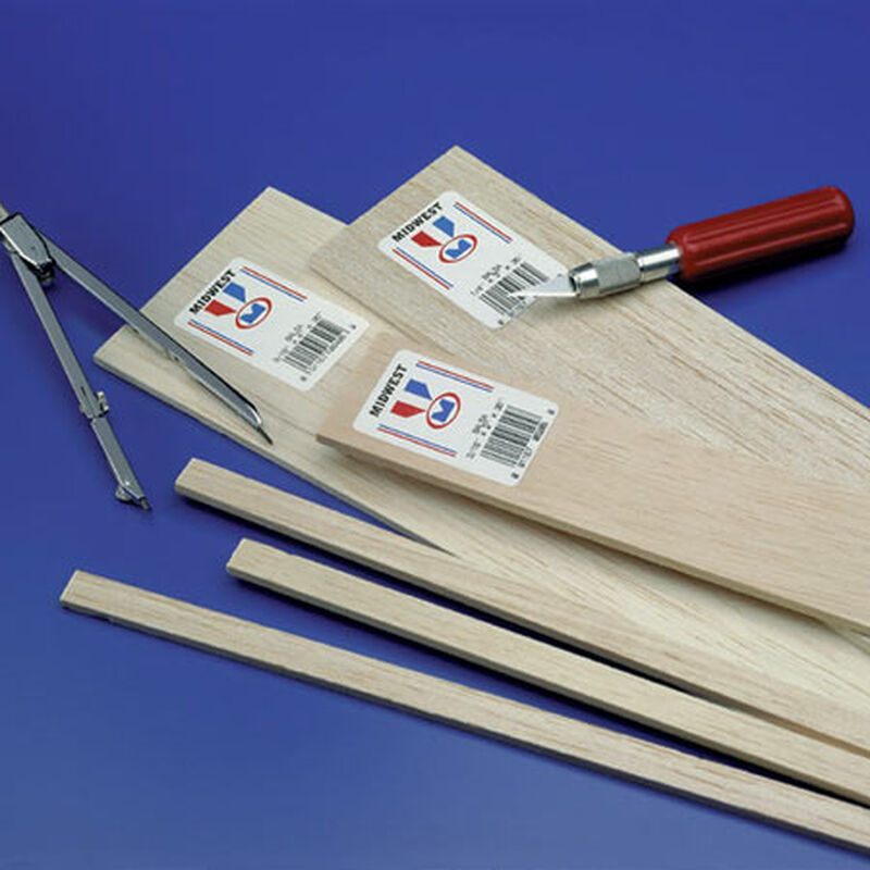 Miidwest Balsa Strips, 1/4 x 1/4 x 36