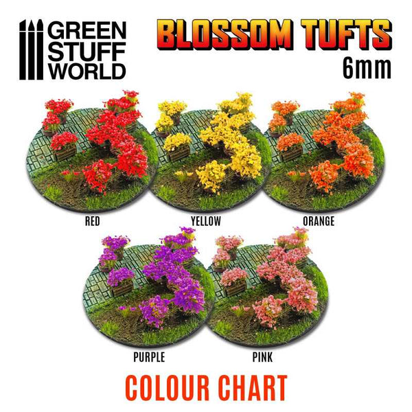 Blossom TUFTS - 6mm self-adhesive - RED Flowers