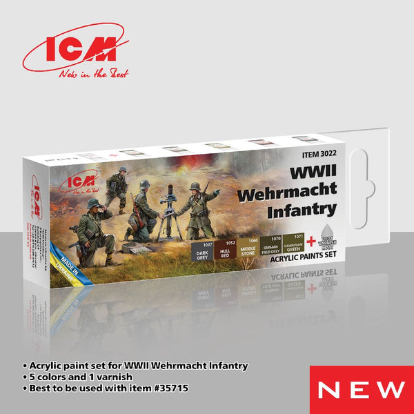 ICM Acrylic Paint Sets for WWII Wehrmacht Infantry (6 colours)