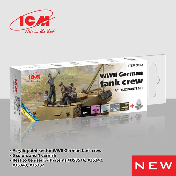 ICM Acrylic Paint Sets for WWII German tank crew (6 colours)