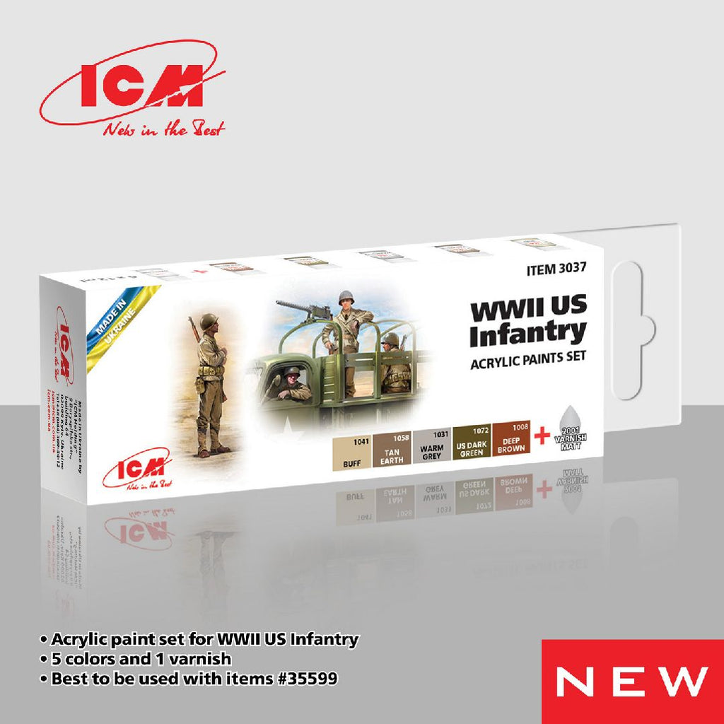 ICM Acrylic Paint Sets for WWII US Infantry (6 colours)