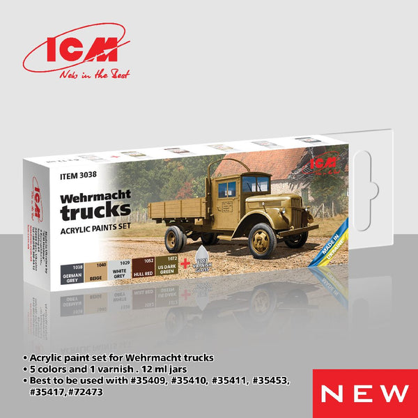 ICM Acrylic Paint Sets for Wehrmacht trucks (6 colours)