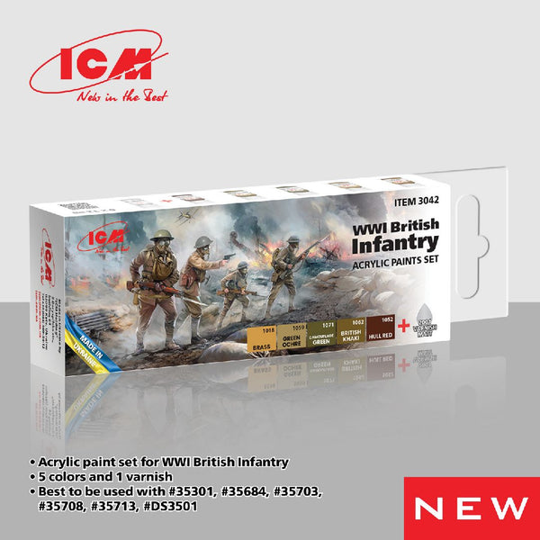 ICM Acrylic Paint Sets for WWI British infantry (6 colours)