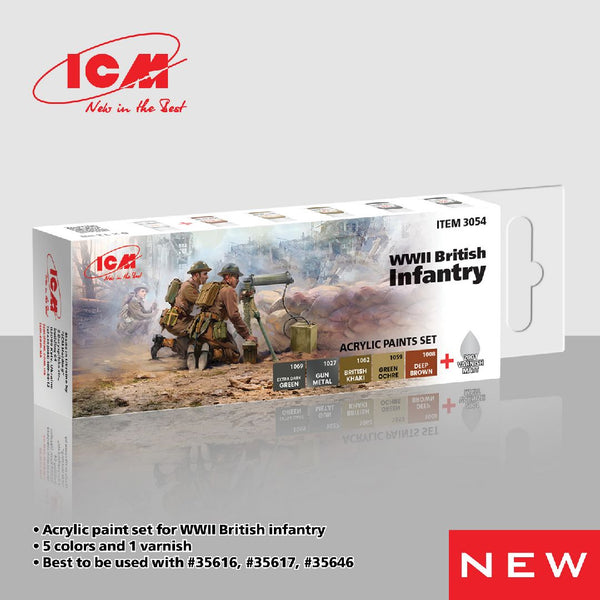 ICM Acrylic Paint Sets for WWII British infantry (6 colours)