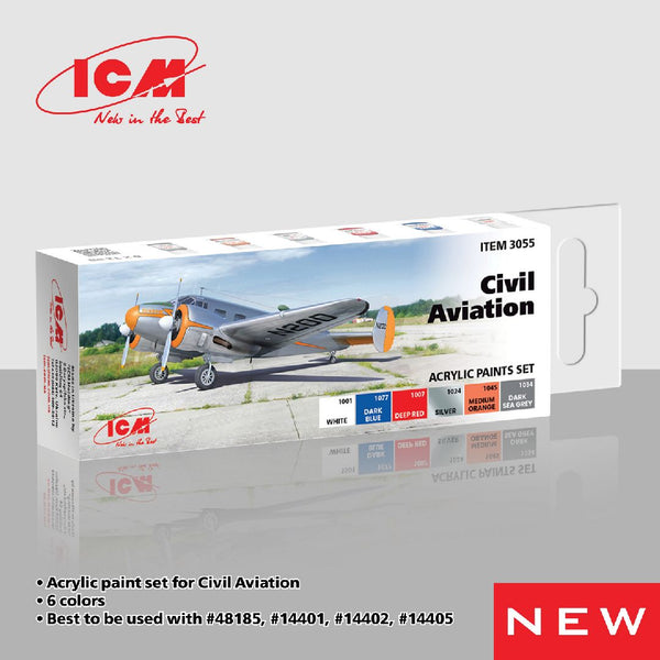 ICM Colour Sets - Civil Aviation, acrylic paint set, 6 bottles х 12 ml