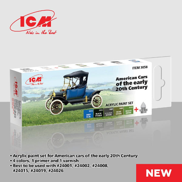 ICM Acrylic Paint Set for American cars of early ХХ (6 colours