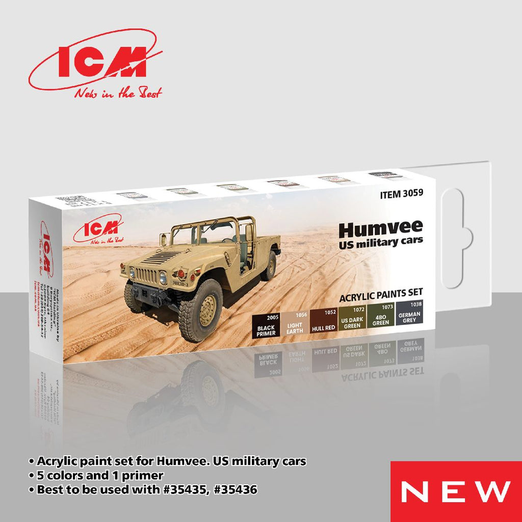 ICM Acrylic Paint Sets for Humvee. US military cars (6 colours)