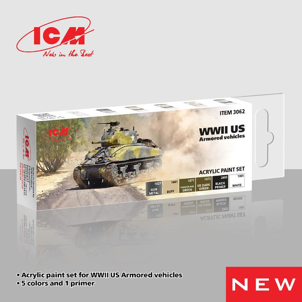 ICM Acrylic Paint Sets for WWII US Armored vehicles (6 colours)