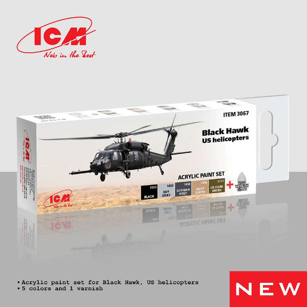 ICM Acrylic Paint Set for Black Hawk US helicopters (6 colours)