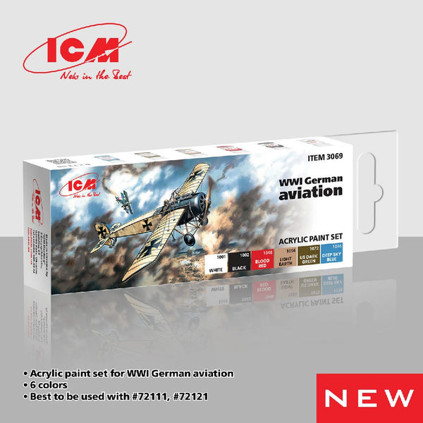 ICM Acrylic Paint Sets for WWI German aviations (6 colours)
