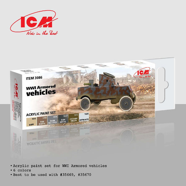 ICM Acrylic Paint Set for WWI Armored vehicles (6 bottles)