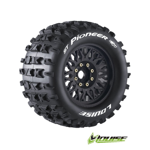 Louise R/C ST-Pioneer 3.8" Removable Hex Black Whls 6.4" OD(2)