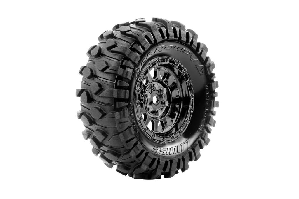Louise R/C CR-Rowdy 1.9" 12mm Hex Black/Chrome Whls 4.2" OD Pair (2)