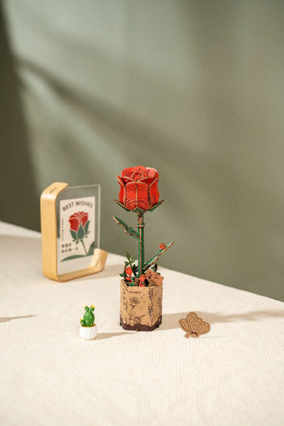 Rowood DIY Red Rose 3D Wooden Puzzle