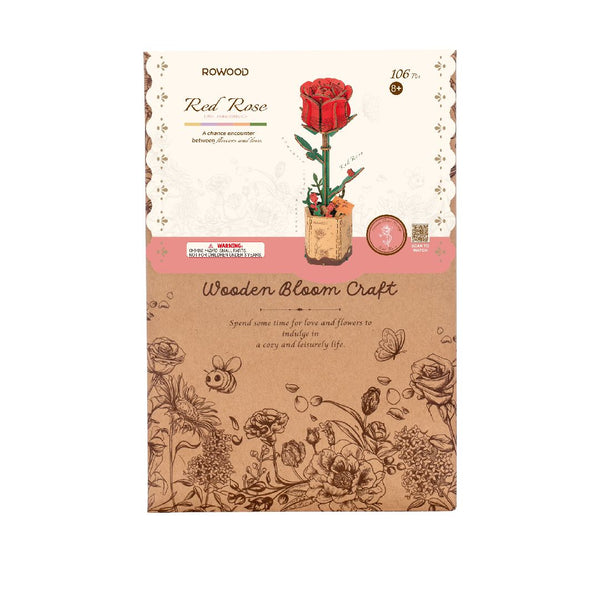 Rowood DIY Red Rose 3D Wooden Puzzle