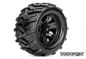 Morph 1/10 Monster Truck Tire, Mounted on Black Wheels, 0 Offset, 12mm Hex (1 pair)