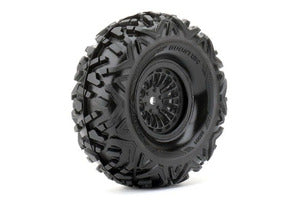 Booster 1/10 Crawler Tires Mounted on Black 1.9" Wheels, 12mm Hex (1 pair)