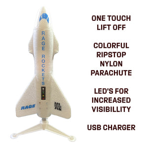 Spinner Missile XL Electric Free-Flight Rocket with Parachute and LEDs, White