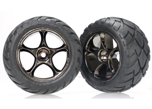 2478A Traxxas Anaconda Rear Tires 2.2" w/Tracer Wheels (2) Blk Chrome