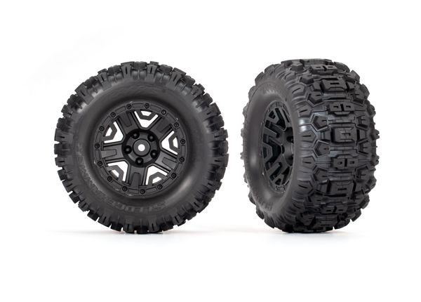 3778 Traxxas Sledgehammer Tires & Wheels, Black 2.8" (2)