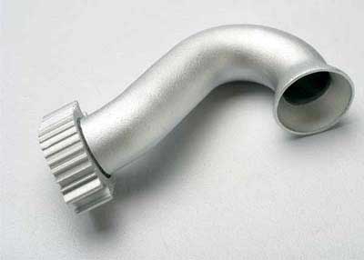 Traxxas Header, exhaust (tubular aluminum, silver-anodized) (TRX