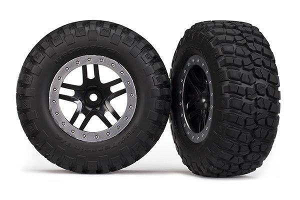 5883 Traxxas Tires & wheels, assembled, glued (SCT Split-Spoke, black