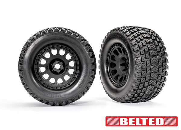 7862 Traxxas Premount XRT® Black Wheels with Gravix™ Belted Tires