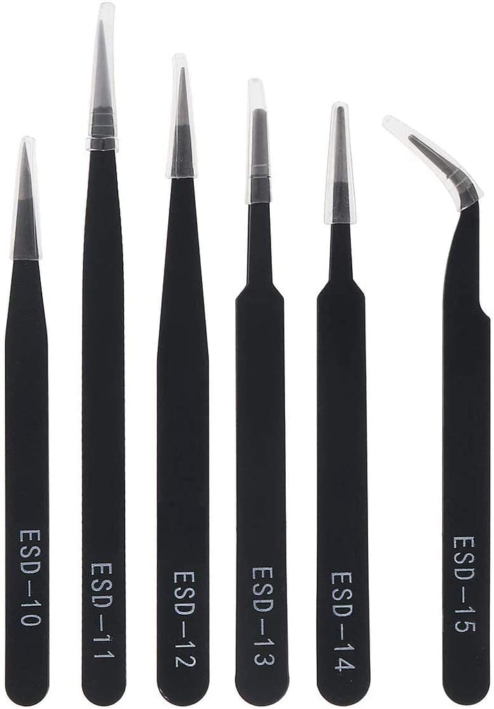 6pcs Anti-Static Tweezers Set