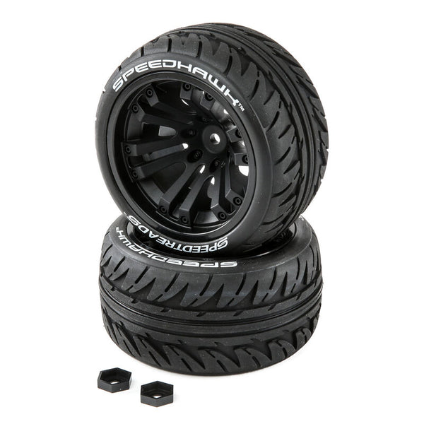 Duratrax SpeedTreads Speedhawk Tires Mounted (2): 1/10 Stadium/Monster Truck