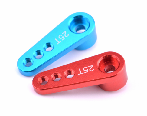 25T Blue/Red Aluminum Anodized Servo Horn 25MM Long