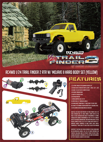 RC4WD 1/24 Trail Finder 2 RTR w/ Mojave II Hard Body Set - Yellow