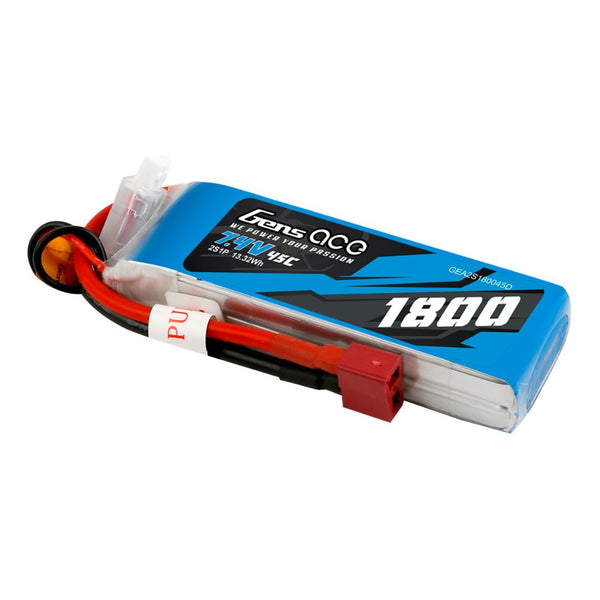 Gens Ace 1800mAh 2S1P 7.4V 45C LiPo Deans Plug Soft Case