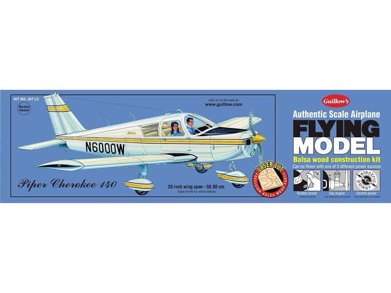 Guillow's 1/20 Piper Cherokee 140 Laser Cut Model Kit (1)