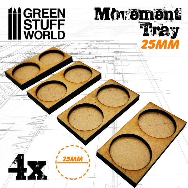 MDF Movement Trays 25mm 2x1 - Skirmish Lines