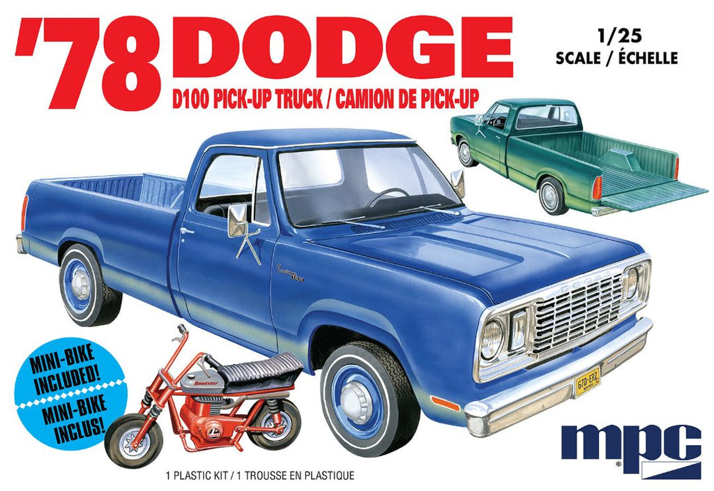 MPC 1978 Dodge D100 Custom Pickup (2T) 1/25 Model Kit (Level 2)